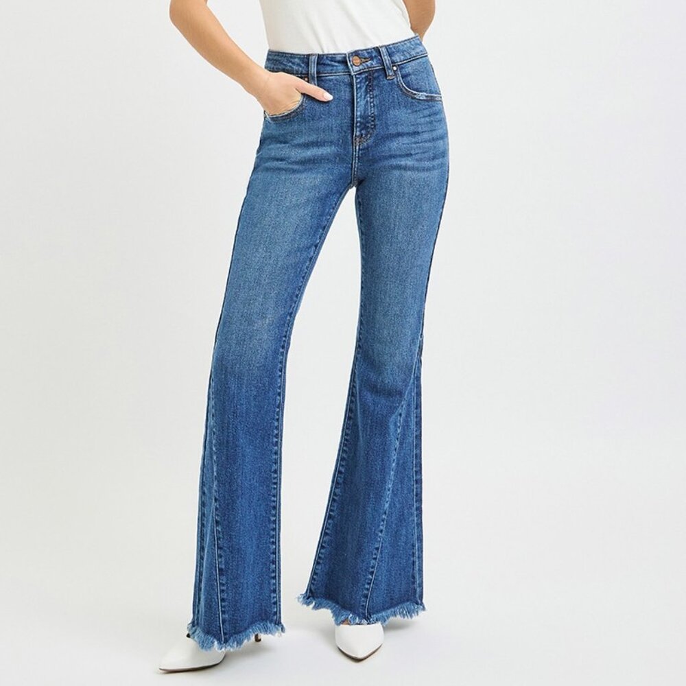 RISEN Mid Rise‎ Flare Side Seam Detailing Jeans